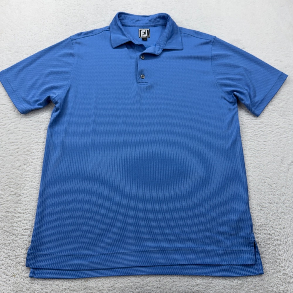 Footjoy FJ‎ Athletic Fit Mens Blue Geometric Print Golf Polo Shirt Large